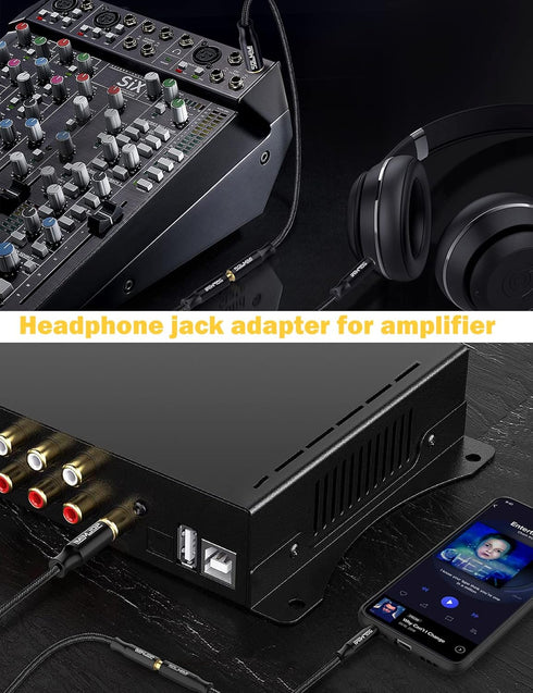 1/4 Headphone Adapter, 6.35mm Male to 3.5mm Female Audio Jack Adapter, Lossless Stereo Headphone Jack Adapter for Mixer Guitar Piano Amplifier Spe...