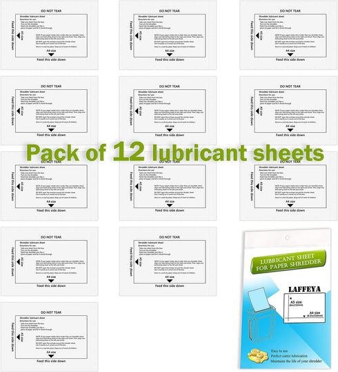 Paper Shredder Sharpening & Lubricant Sheets & Shredder Cleaning Sheets (12 Pack)...