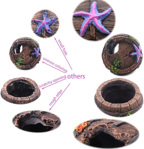 Small Broken Barrel Aquarium Decorations Betta Cave Hideaway Tunnel Log for Fish Tank (1 Piece)...
