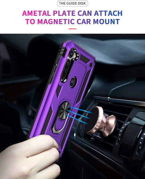Androgate Moto G Stylus/Pro Case with Tempered Glass Screen Protectors, Ring Kickstand Car Mount, Shockproof Cover, Purple...