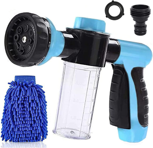 Garden Hose Nozzle Adjustable Hose Spray Nozzle High Pressure 8 Watering Pattern with 3.5Oz Soap Sprayer Power Garden Water Hose Foam Nozzle Spray...