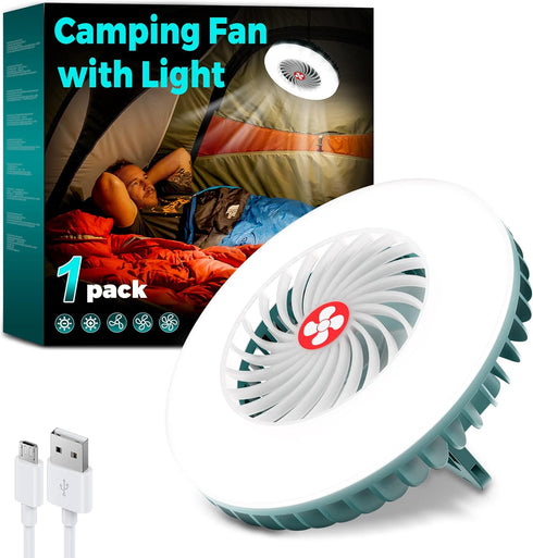 Camping Fans for Tents, Hiking Camping Gear Essentials, Battery Operated Fan for Camping, USB Rechargeable with Magnetic and Hook, ??-?? LED campi...