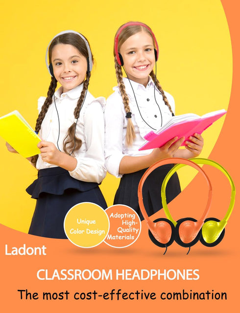 8 Pack Kids Headphones Bulk for Classroom School Students Children Teens Boy Girl (8 Mixed Colors)...
