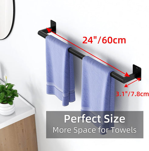 Bathroom Towel Bar, 24 Inch Towel Racks for Bathroom Wall Mounted, Heavy Duty Hand Towel Holder Organizer, Modern Home Decor Towel Rod, Matte Blac...