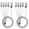 Multi Charging Cable, USB Cable 3A 4FT Nylon Braided Universal 4in1 Charger Adapter Type-C/Micro Port, Compatible with Cell Phones and More (Silve...