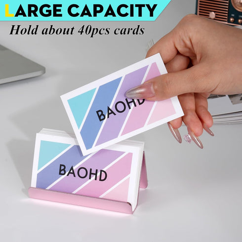 Rose Gold Business Card Holder for Desk, Cute Business Card Holder Display Stand, Metal Desktop Business Card Organizer for Women (2nd Generation)...