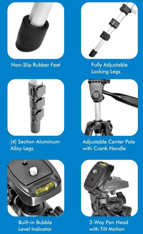 Ultimaxx Lightweight Portable Camera Tripod Stand with Carrying Bag for Sony, Nikon, Canon, Olympus, Pentax, Panasonic, Samsung Cameras and Camcor...