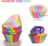 Rainbow Standard Cupcake Liners 200 Pcs:Rainbow Cupcake Muffin Liners No Smell Food Grade Grease-Proof Paper Baking Cups...