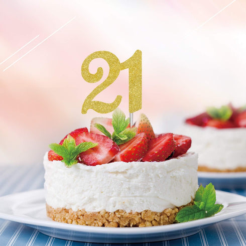 Numbrer 21 Cake Topper for Happy 21th Birthday or Anniversary Party Decoration Supplies...