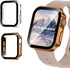 2 Pack Waterproof Case for Apple Watch Series SE 6 5 4 40mm, Straight Edge PC Bumper with Tempered Glass Screen Protector 360 Protective Cover for...
