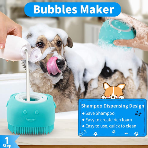 3PCS Dog Bath Brush | Dog Shampoo Brush | Dog Scrubber for Bath | Dog Bath Brush Scrubber | Dog Shower/Washing Brush with Adjustable Ring Handle f...