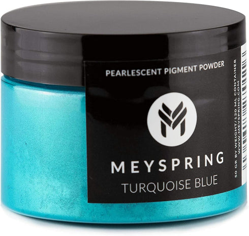MEYSPRING Turquoise Blue Mica Powder - 50g - Epoxy Resin Color Pigment - Teal Mica Powder for Resin Ocean Art, River Tables, Woodworking - Cosmeti...