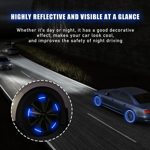 20PCS Reflective Car Wheel Decorative Stripe Stickers, Anti-Scratch Night Safety Warning Sticker, Fluorescent Tire Rims Decal, Auto Exterior Decor...