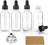 AOZITA Set of 4, 1 oz Clear Eye Dropper Bottles with 1 Stainless Steel Funnels & 4 Labels - Black Caps 30ml Thick Glass Tincture Bottles - Leakpro...