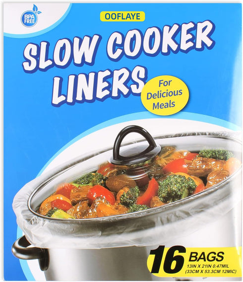 16 Bags Slow Cooker Liners, Disposable Multi Use Cooking Bags,Large Size Fit 3QT to 8QT, Plastic Bags for Slow Cooker, Pans, Aluminum Cooking Tray...