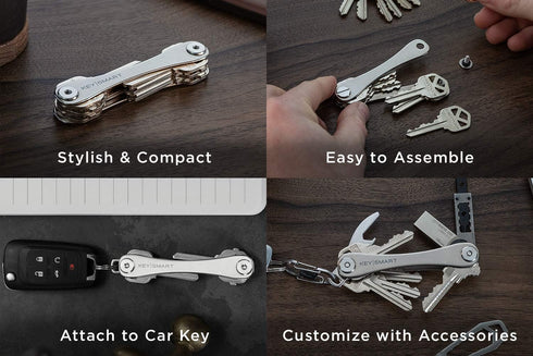 KeySmart Classic - Compact Key Holder and Keychain Organizer (up to 14 Keys) (Titanium)...