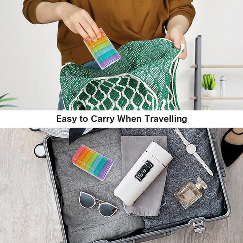 HRX Package Little Daily Pill Box Case AM PM for 7 Day, Small Pocket Purse Pills Holder, Cute Drug Organizer Container 2 Times a Day...