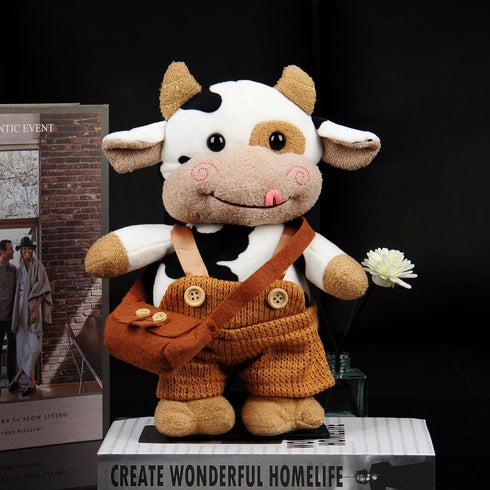 Cow Cattle Stuffed Animals Plush Toy 12" Large Milk Pillow Soft Cattle Plushies Cow Hug Pillow Stuffed Animals Doll for Boys and Girls (D: Brown l...
