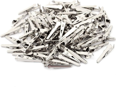 uxcell Metal Non-insulated Test Alligator Electrical Clip Clamp Connector 28mm Long 100 Pcs Silver Tone...