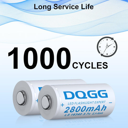 16340 Rechargeable Battery 2800mAh Button Top 4 Pack 3.7Volt 16340 Batteries for Headlamp Flashlight...