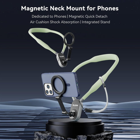 Magnetic Neck Mount for Phones, Cell Phone Holder Stand Hanging on Neck POV/Vlog Selfie Hand Free Necklace Phone Strap Video Recording for iPhone ...
