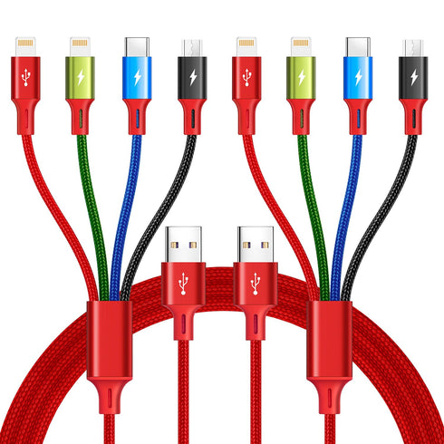 Multi USB Charging Cable 4A, 4-in-1 Charger Cord with USB C/Micro USB Port Adapter for Phone/Tablets/Samsung Galaxy/Google Pixel/Sony/LG/Huawei an...