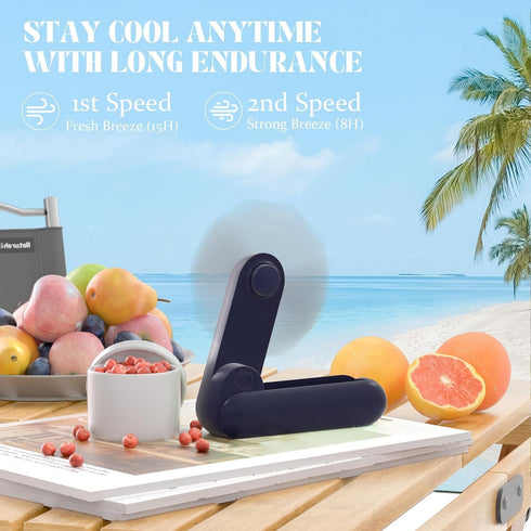 Handheld Mini Fan with USB Rechargeable 2000mAh Battery, Portable Hand Held Lash Fan for Makeup, Pocket Fan with 13 Woking Hours, Small Foldable F...