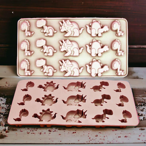 Candy Chocolate Silicone Mold Baking Tray Pan Dinosaur Dino Animal-Themed Shape TREX Non-Stick Food-Grade for Homemade Kids DIY Treats Ice-pops Fr...