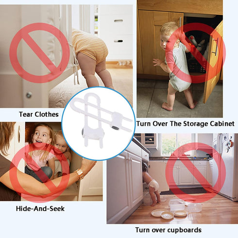Sliding Cabinet Locks, Child Safety Locks U-Shaped Adjustable Child Proof Locks Multi-Purpose Latches for Drawers Closets Refrigerators Storage Do...