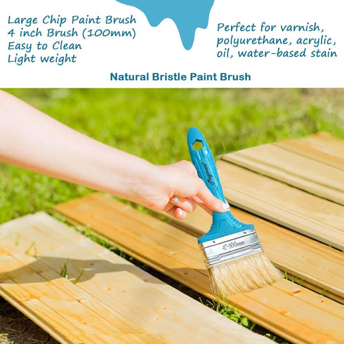 Stain Brush 4-inch Chip Brush Wide Flat Bristle Paint Brush for Painting Walls, Cabinets, House Touch-ups and dust Cleaning...