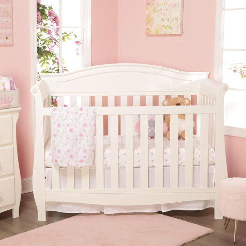 EVERYDAY KIDS 2 Pack Fitted Girls Crib Sheet, 100% Soft Breathable Microfiber Baby Sheet, Fits Standard Size Crib Mattress 28in x 52in, White and ...