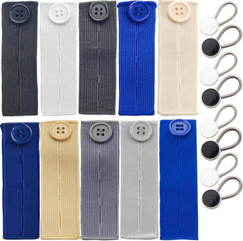 TIHOOD 22PCS Extender Button Set, Flexible Adjustable Elastic Waist Extender Button, Invisible Collar Neck Extenders, No-Sew Extend Buttons for Wo...