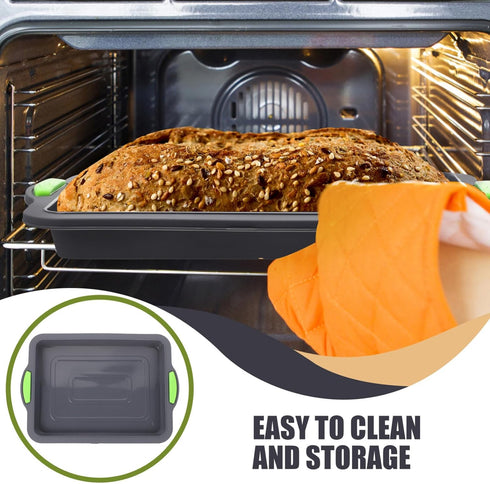 Hemoton Silicone Baking Sheet Tray Pan Nonstick Bakeware Cookie Sheet pan Rectangular Cake Pan Broiler Pan with Silicone Handle for Oven...