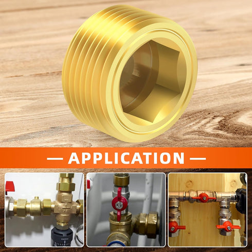 1/8" NPT Plug Brass Pipe Fitting, Counter Sunk Internal Hex Thread Socket Pipe Plugs, 3 PCS...