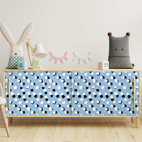 Spot Blue Wallpaper Peel and Stick Black and White Polka Dot Skyblue DIY Contact Paper for Cabinets Nursery Kids Bedroom Vinyl Roll Removable Self...