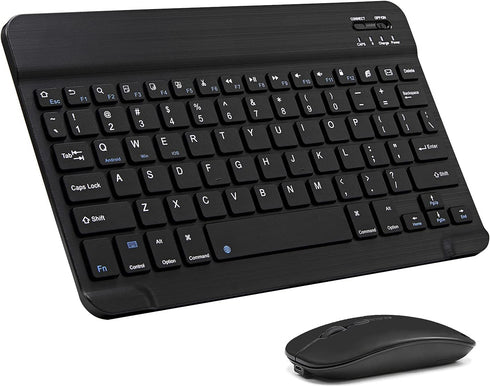 Ultra-Slim Bluetooth Keyboard and Mouse Combo Rechargeable Portable Wireless Keyboard Mouse Set for Apple iPad iPhone iOS 13 and above Samsung Tab...
