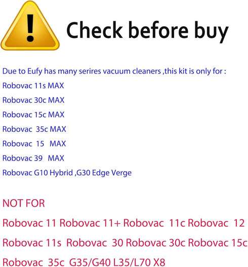 Replacement Parts for Eufy RoboVac 11S Max, Accessories Kit for RoboVac 15C Max 30C Max 35c Max 15t Max 39 Max Series G10 G20 G30 G32 Edge Verge H...