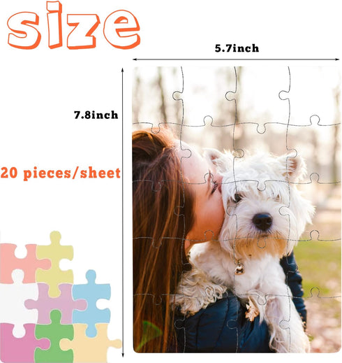 12 Sets Blank White Jigsaw Puzzles,Sublimation Puzzle Craft,White DIY Custom Puzzle for Heat Press Thermal Transfer Puzzle Craft(A5-20 Style)...