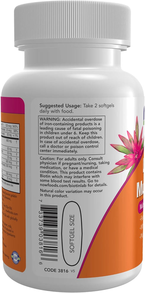NOW Supplements, Liquid Multi Gels with Lutein and Lycopene, plus Flax Seed Oil, 60 Softgels...