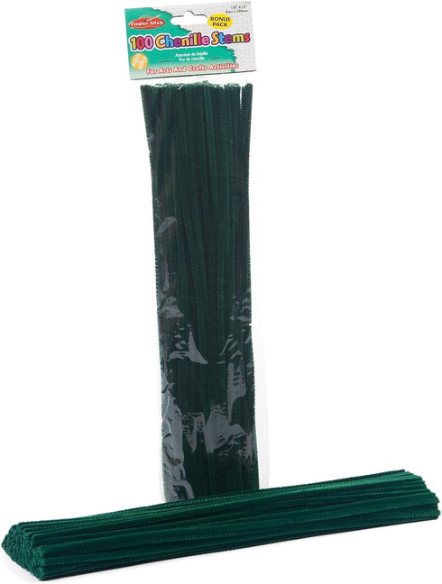 Creative Arts by Charles Leonard Chenille Stems, 4 MM x 12 Inch, Green, 100/Bag (65425)...
