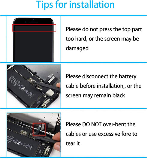 for iPhone 8 Screen Replacement Black Full Assembly 4.7" 3D Touch LCD Display Screen Digitizer for A1863, A1905, A1906 with Front Camera+Earpiece+...
