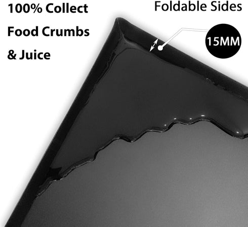 WK Extra Thick Foldable Cutting Boards with Lip, Flexible Plastic Cutting Board Mats for Kitchen, Black Cutting Boards for Meat, Nonslip Cutting M...