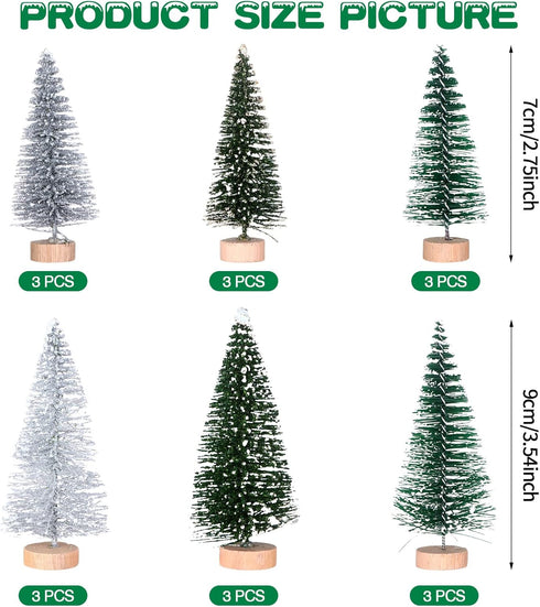 18Pcs Miniature Pine Trees Sisal Trees with Wood Base Christmas Tree Set Tabletop Trees for Miniature Scenes, Christmas Crafting and Designing, Mi...