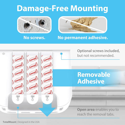 TotalMount Hole-Free Remote Holder – Eliminates Need to Drill Holes in Your Wall (for 2 or 3 Remote Controls – White – Quantity 1)...