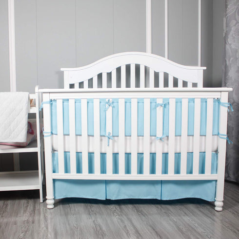 Belsden Blue Crib Skirt with Durable Woven Platform, Both Long Sides Pleated, Split Corners Dust Ruffle for Easy Placement Inside of Standard Crib...