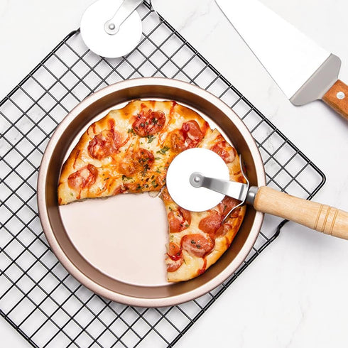 Nonstick Pizza Pans Aluminum Pizza Pan Professional Premium Deep Dish Non-Stick Bakeware for Home Kitchen Bakeware Bread Cake Handmade Golden 9 in...