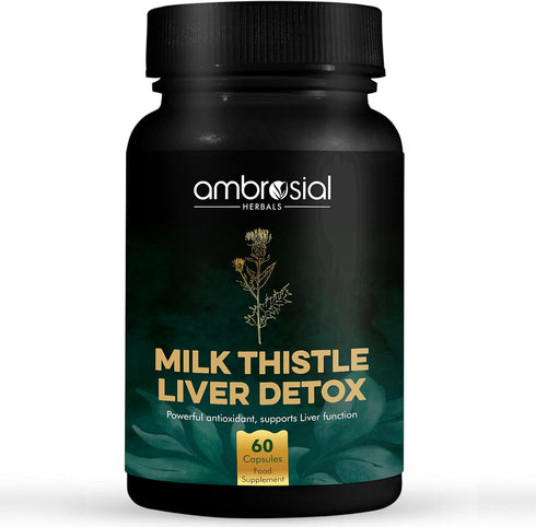 AMBROSIAL Milk Thistle Liver Detox with Dandelion Root & Other Natural Herbs | High Strength Herbal Antioxidant | Liver Cleanse & Detox Supplement...