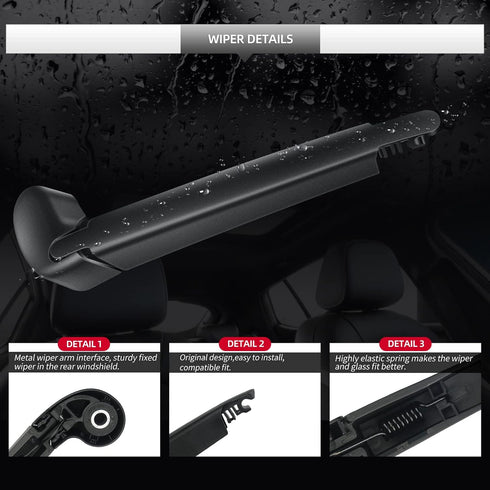 Replacement For Jaguar F-PACE 2017-2023 Rear Windshield Wiper Blade Arm Set-Car Back window Wiper Assembly Replacement (Rear Wiper for Jaguar F-PA...