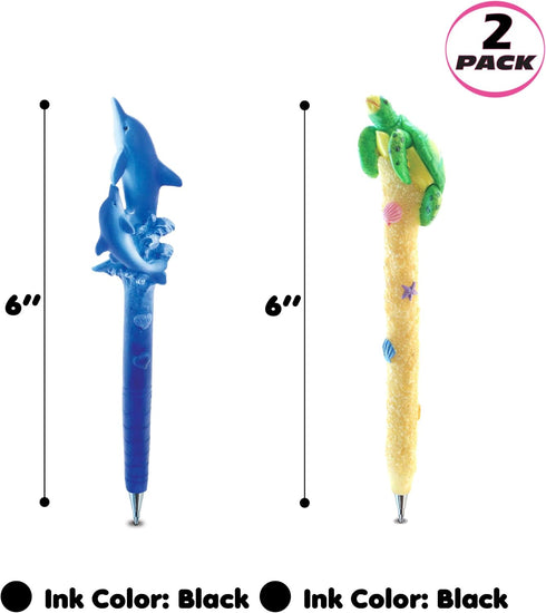 Planet Pens Bundle of Dolphin & Sea Turtle Novelty Pens - Unique Kids & Adults Office Supplies Ballpoint Pens Colorful Sea Life Writing Pens Instr...