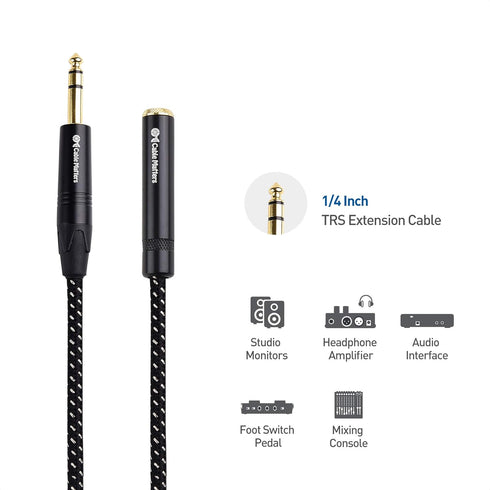 Cable Matters Braided 1/4 Inch Extension Cable 6 ft (1/4 TRS to 1/4 Inch Male to Female Cable)...